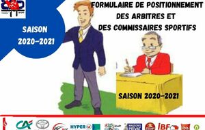 FORMULAIRE DE POSITIONNEMENT DES ARBITRES ET DES COMMISSAIRES