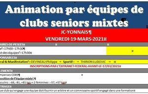 ANNULÉ EQUIPES DE CLUBS SENIORS MIXTES