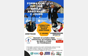 Formation initiale, école arbitrage 2 jours arbitres et commissaires sportif