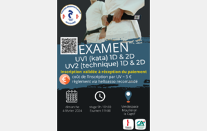   Examen 1D 2D UV1 +UV2 Technique et compétition à 11h VENDESPACE
